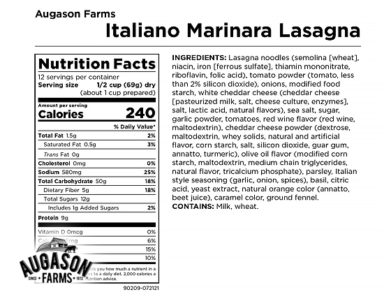 Augason Farms: Italiano Marinara Lasagna Pouch